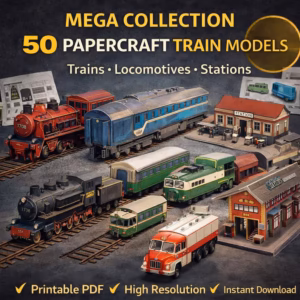 Paper Craft Pack Miniatures - Trains, Locomotives, Stations - 50 Models – Printable Model | Paper Toy | Instant Download Paper Model