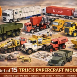 Set of 15 Truck Papercraft Models | Printable PDF Paper Trucks | Vintage & Industrial Vehicles | Instant Download