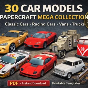 30 Car Papercraft Models Bundle | Classic, Sports & Racing Cars | Printable PDF | DIY Paper Models | Instant Download