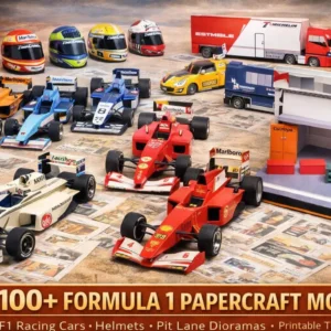 100+ Formula 1 Papercraft Models Bundle | F1 Cars, Helmets & Pit Lane Dioramas | Printable PDF | Instant Download